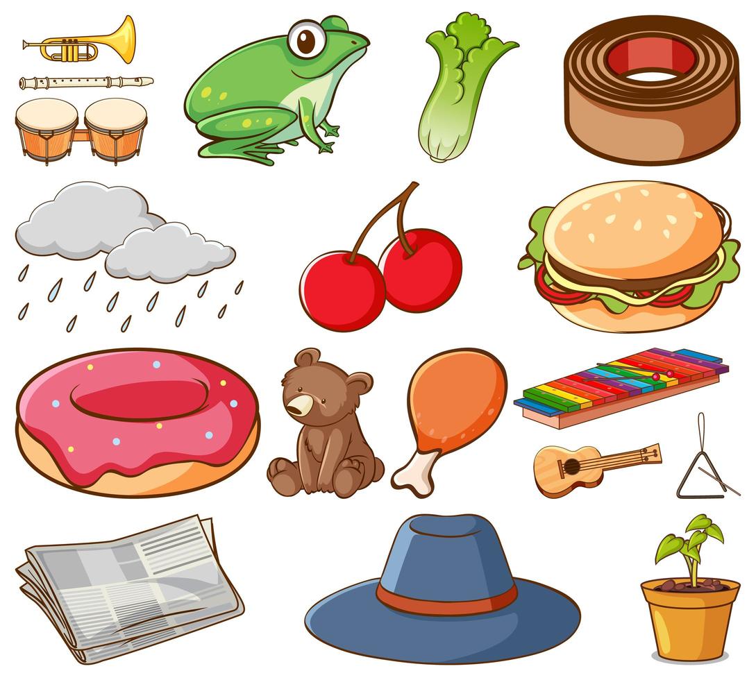 Large set of different foods vector