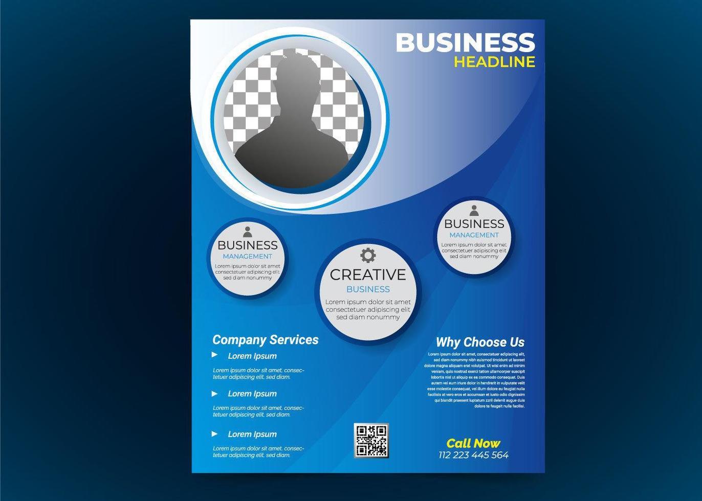 Blue Corporate Business Flyer with Photo Frame  vector