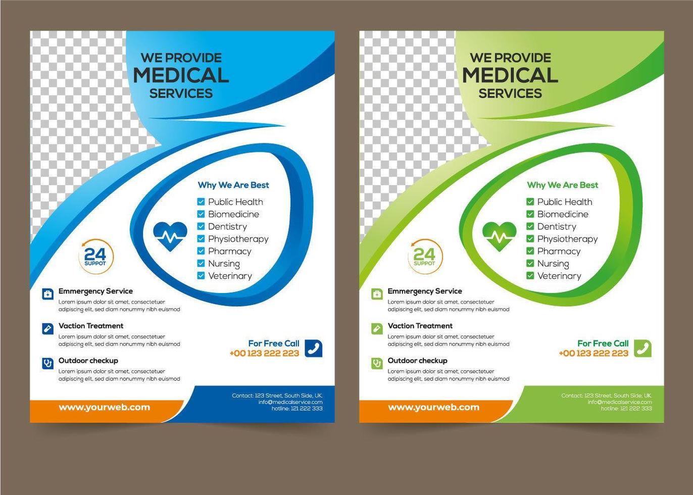 Medical Flyer Template Set vector