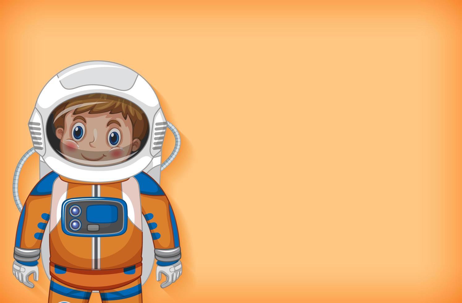 Astronauta sonriendo sobre fondo naranja vector