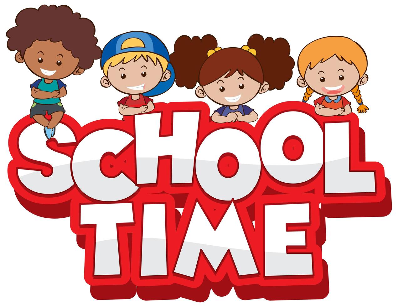 Group of kids ready for school vector