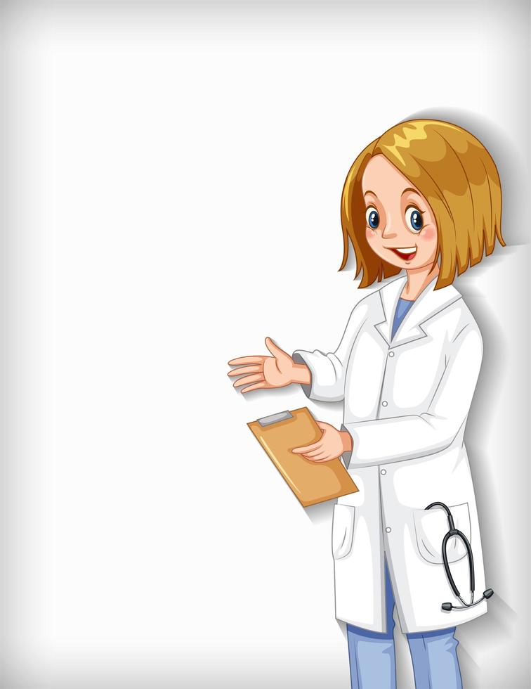 Plain background with female doctor smiling vector