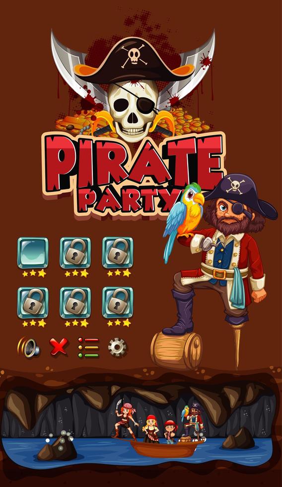 plantilla de juego con tema pirata vector