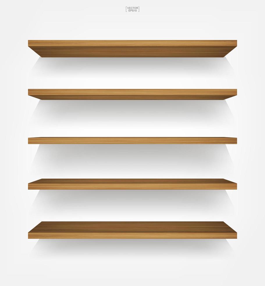 Empty wood shelf set  vector