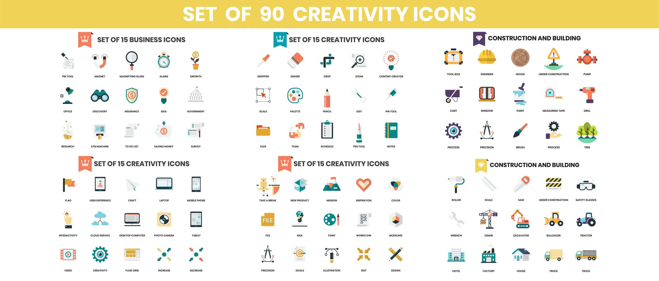 Creativity Business icons set for business vector