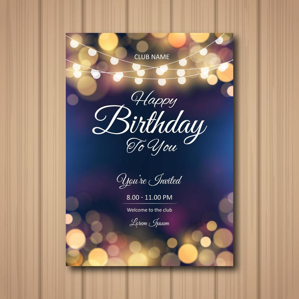 Birthday Party Bokeh and Strong Light Invitation vector
