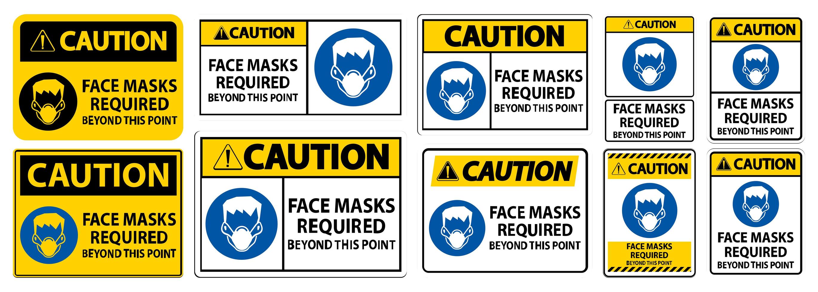 Face Masks Required Beyond This Point Sign Set  vector