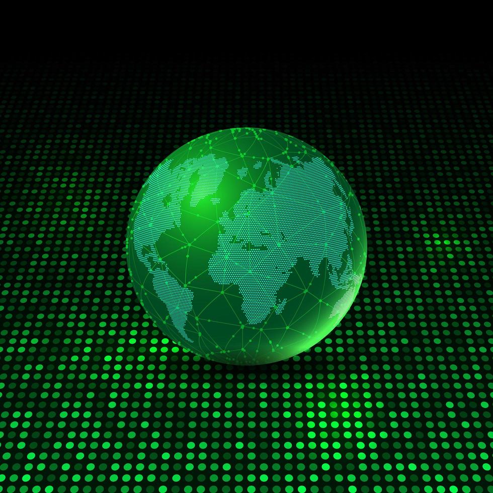 World globe on glowing dots  vector