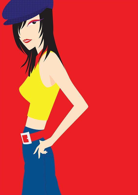 Girl on Red Background vector