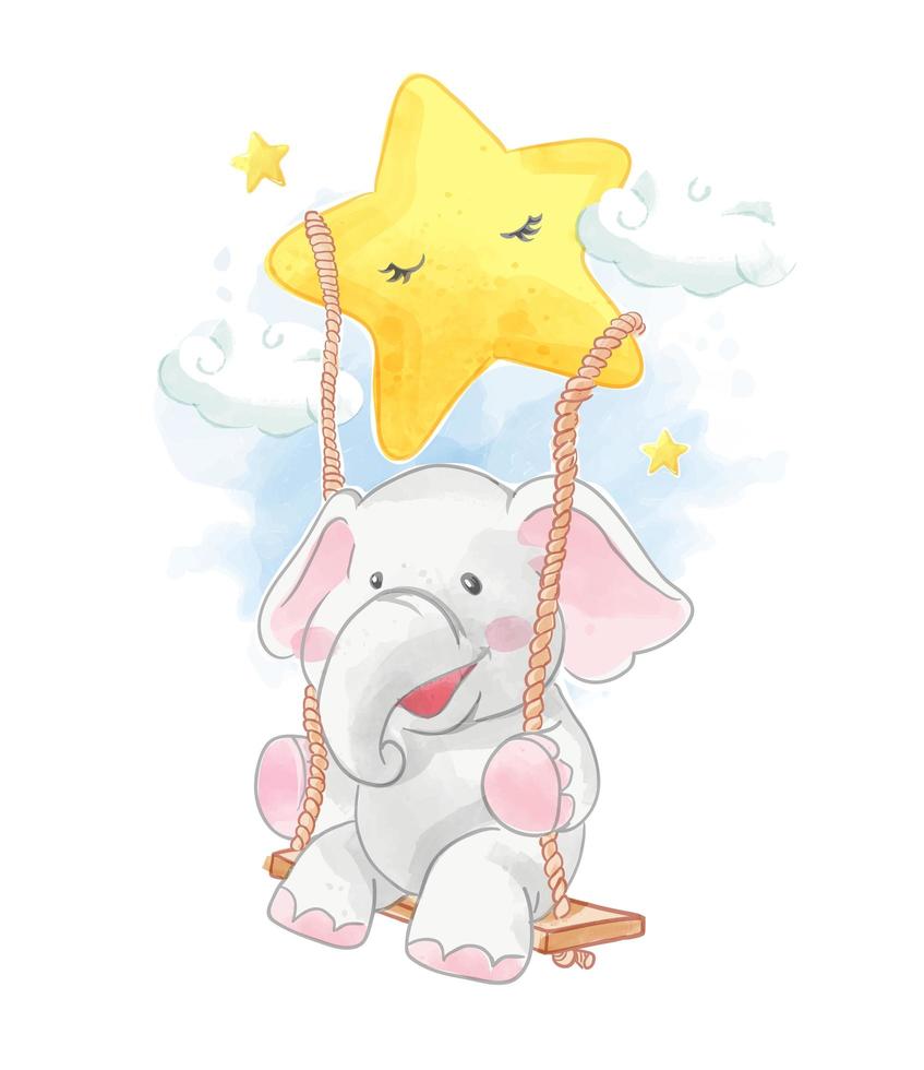 Elephant on Star Swing  vector