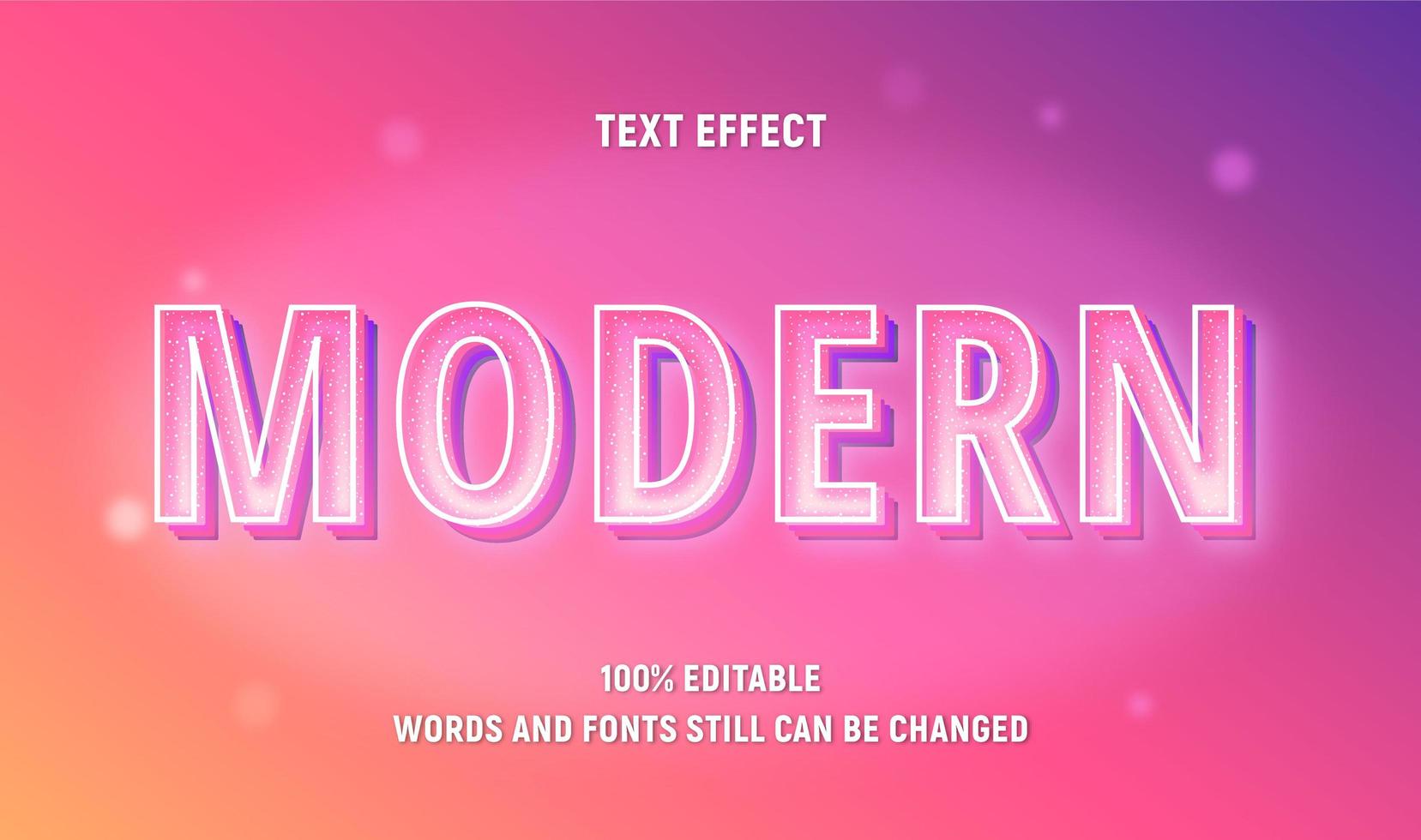 Editable Pink Glitter White Outline Text vector