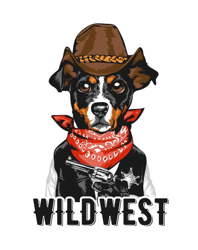 lema con perro sheriff vaquero vector