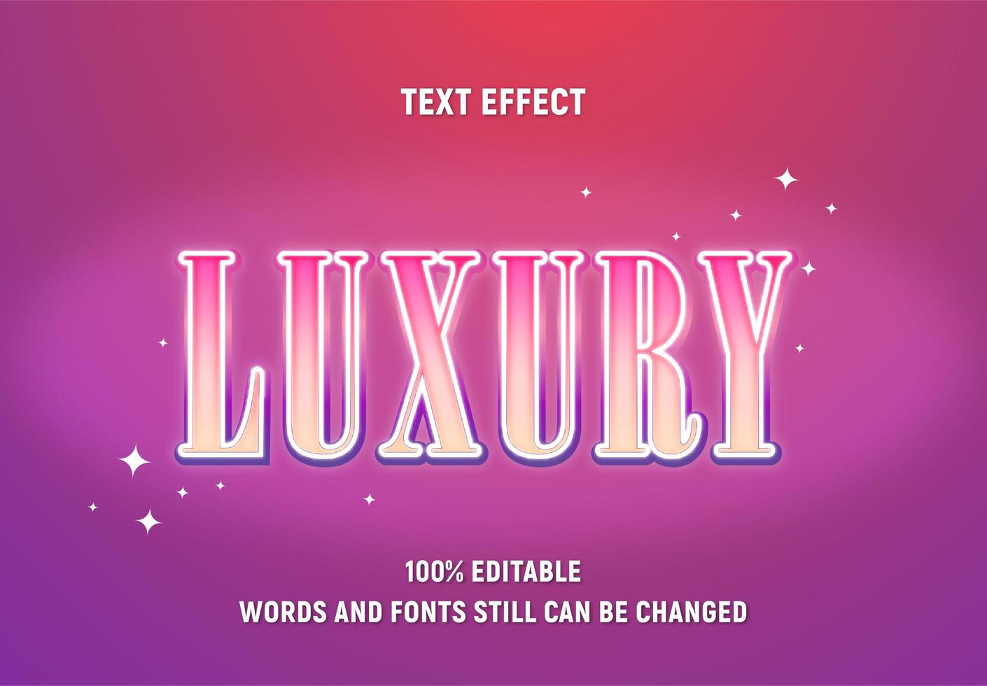 Pink and White Outline Editable Text vector