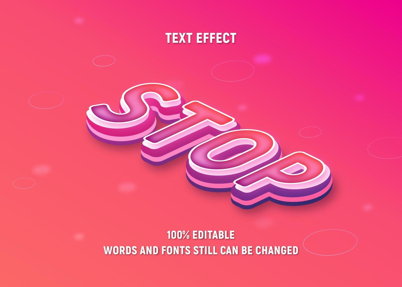 Editable Pink, Purple Isometric Text vector