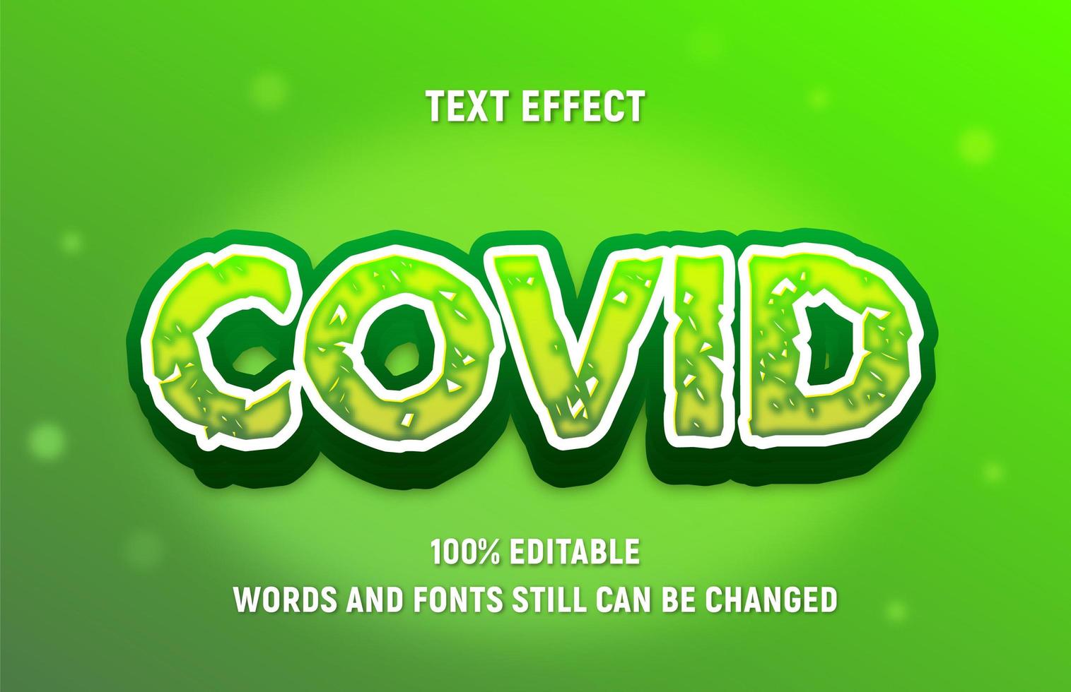 Editable Green COVID Block Text vector