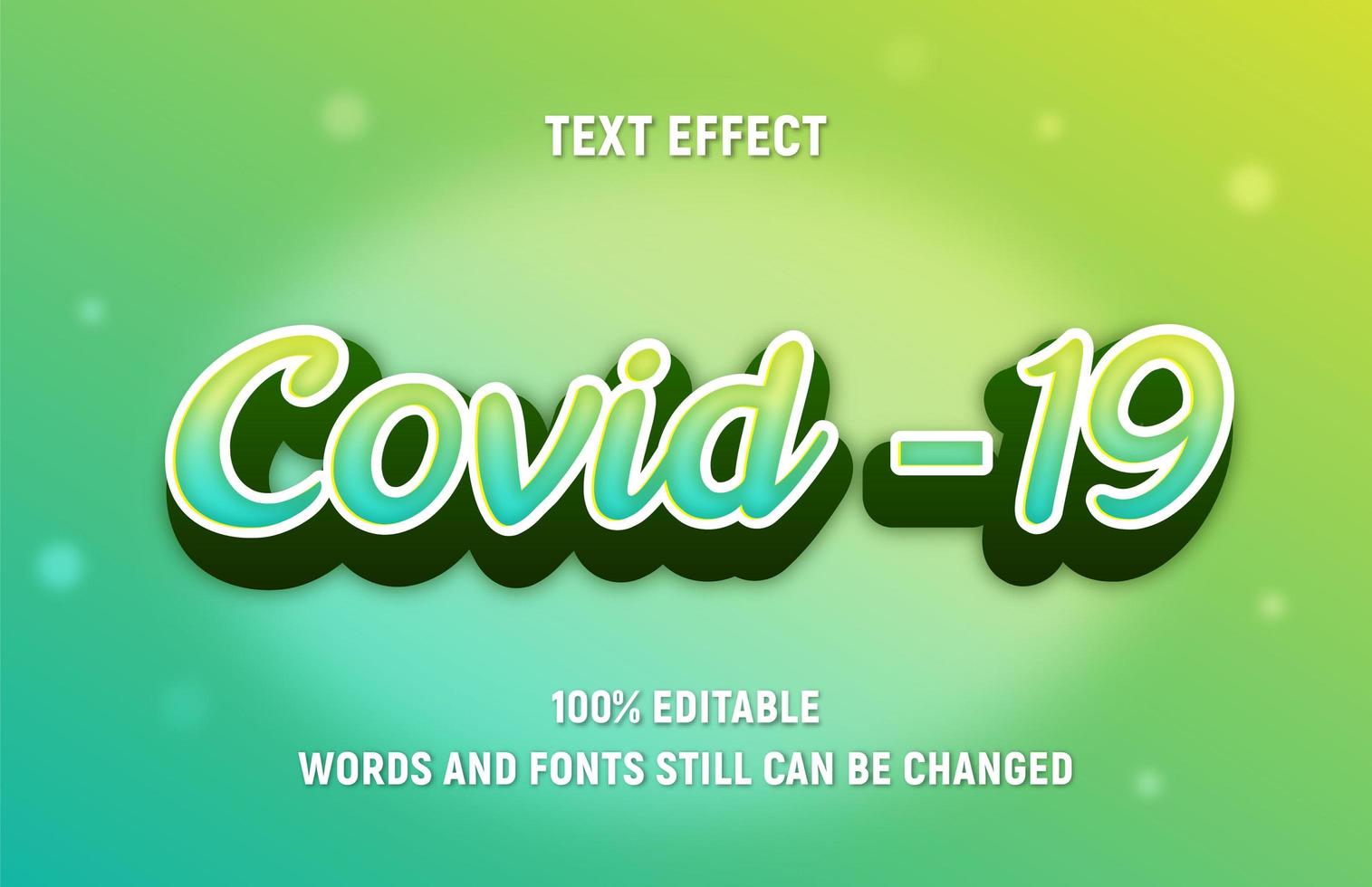 texto editable verde, amarillo covid-19 vector