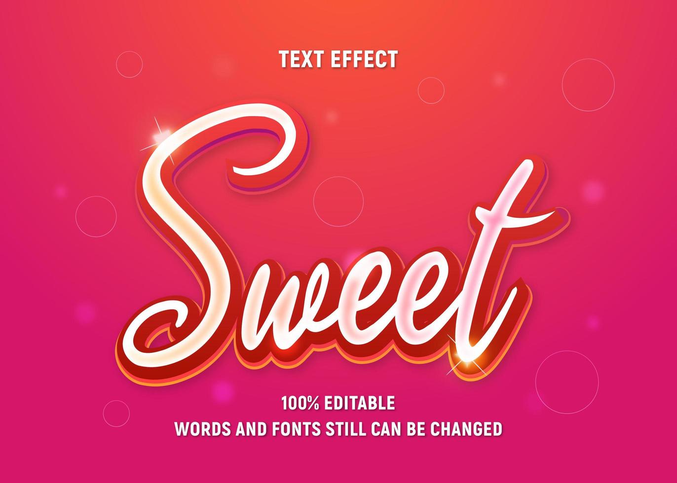 Editable Red Text Sweet vector