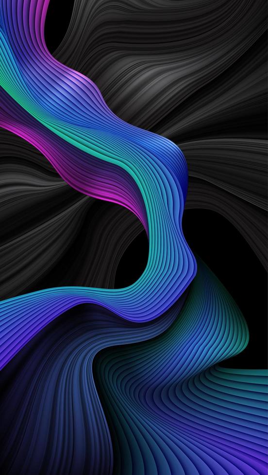 Abstract wavy stripes background in blue and black vector