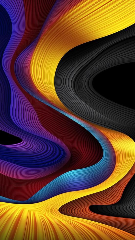 Abstract Wavy Stripes Background In Yellow And Blue Color