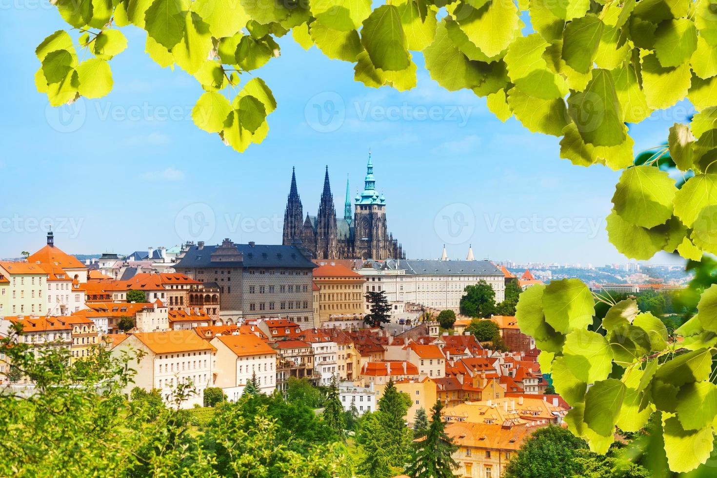 panorama de praga hrad y la catedral de vitas foto