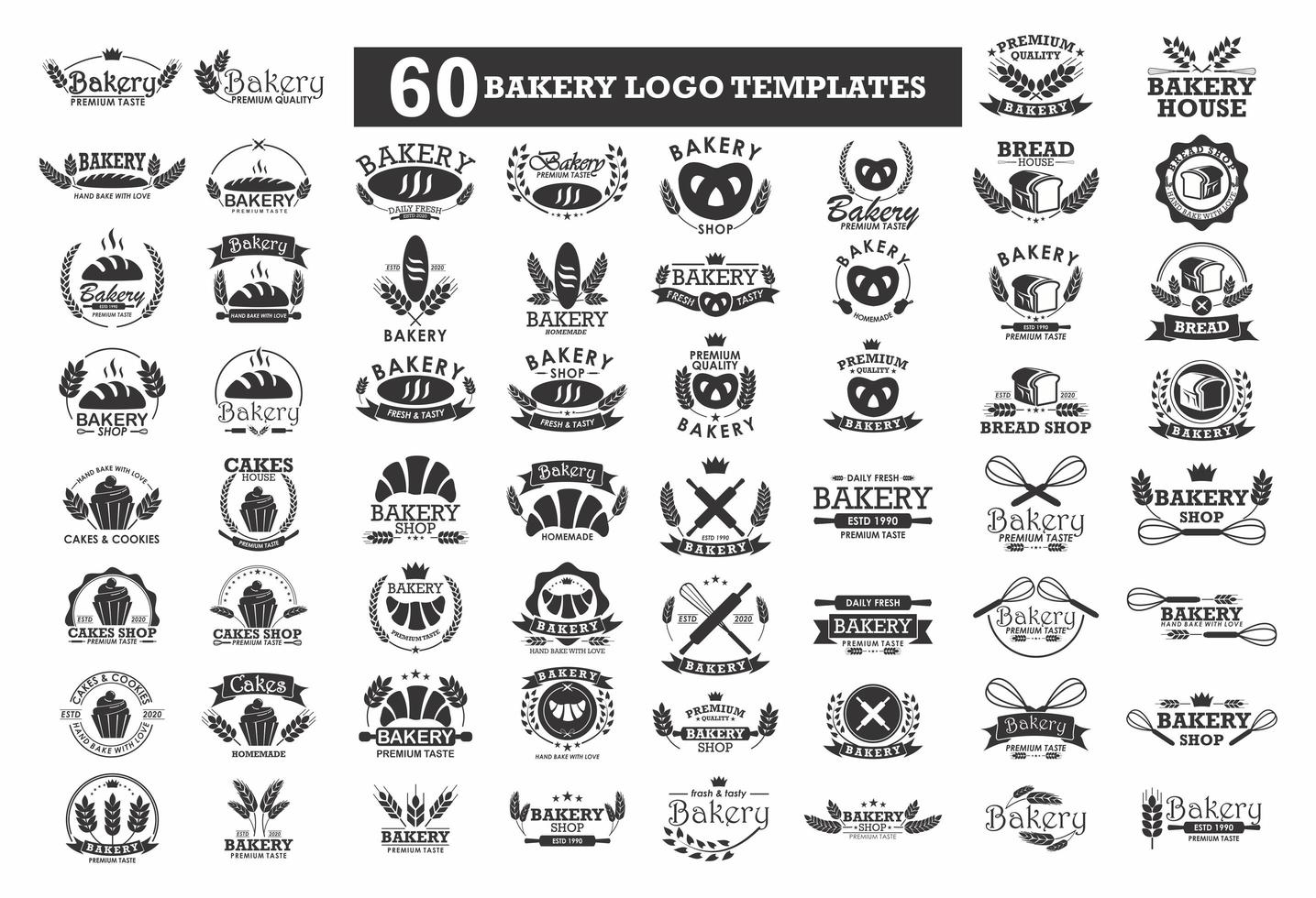 Bakery logo templates vector