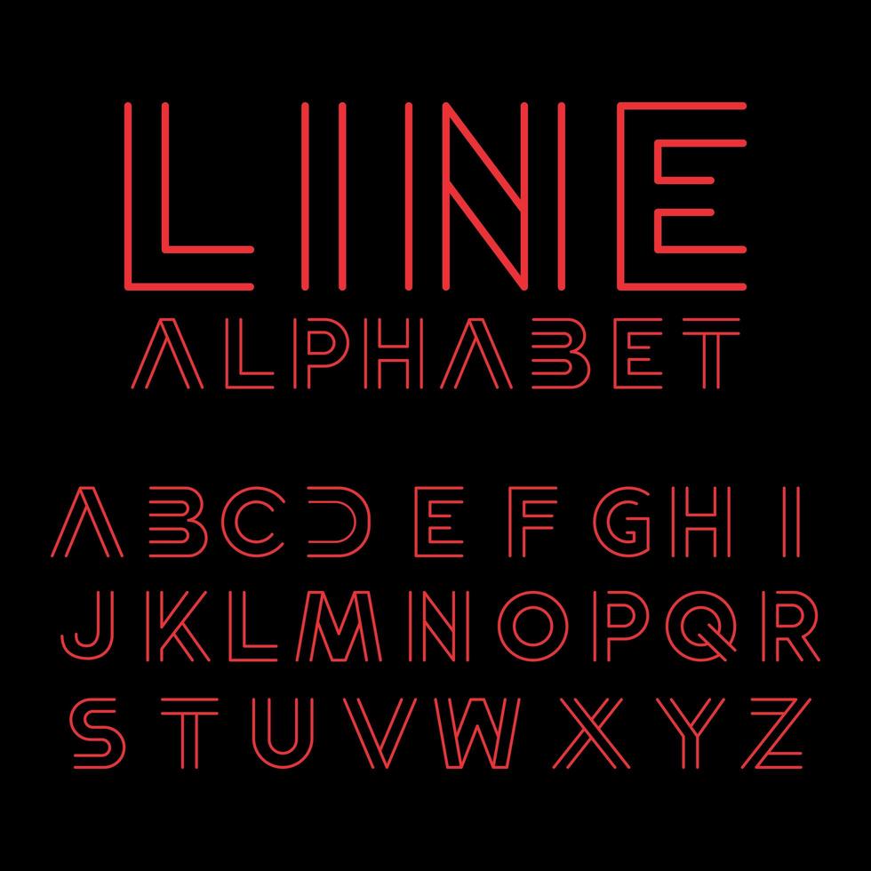 Modern typography line alphabet  vector