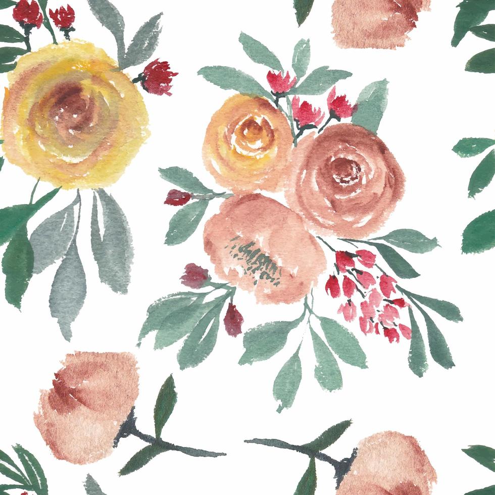 Seamless Pattern with Blooming Watercolor Rose vector