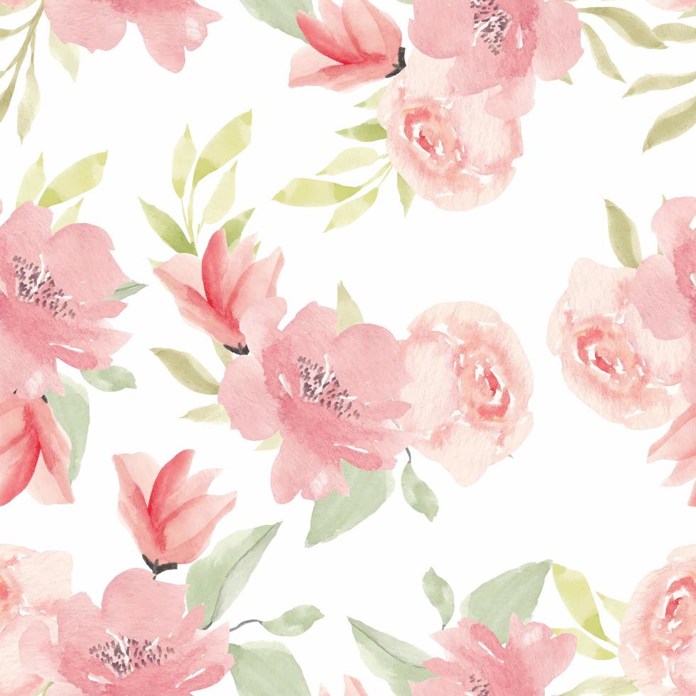 Floral Seamless Pattern Watercolor Hand Painted Flower vector