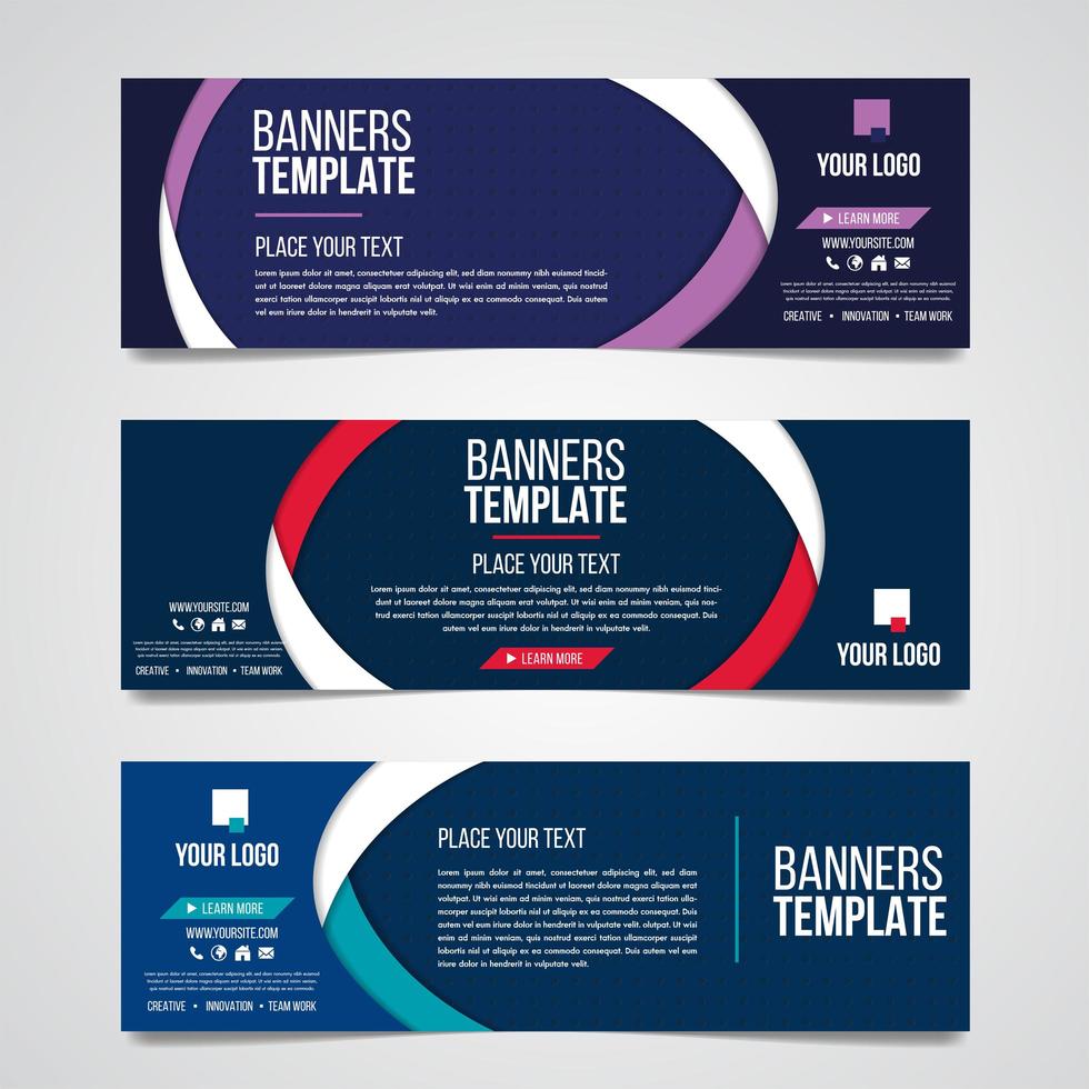 Abstract horizontal business banner geometric shapes design web set vector