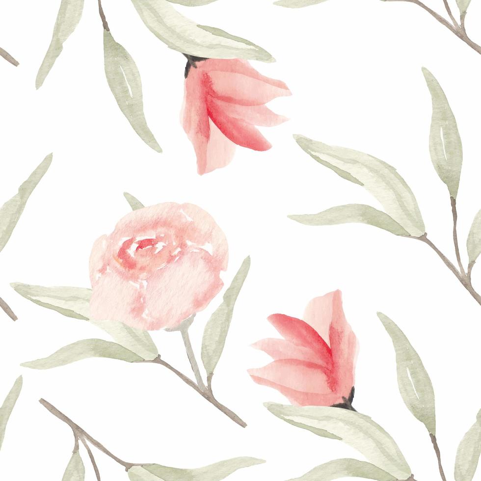 Hand Painted Watercolor Floral Seamless Pattern vector