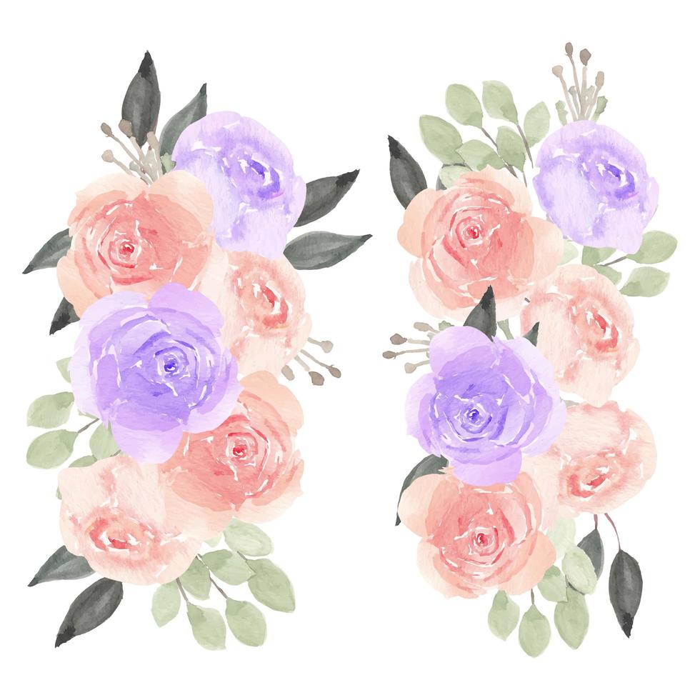 Hand Painted Watercolor Rose Flower Arrangement vector