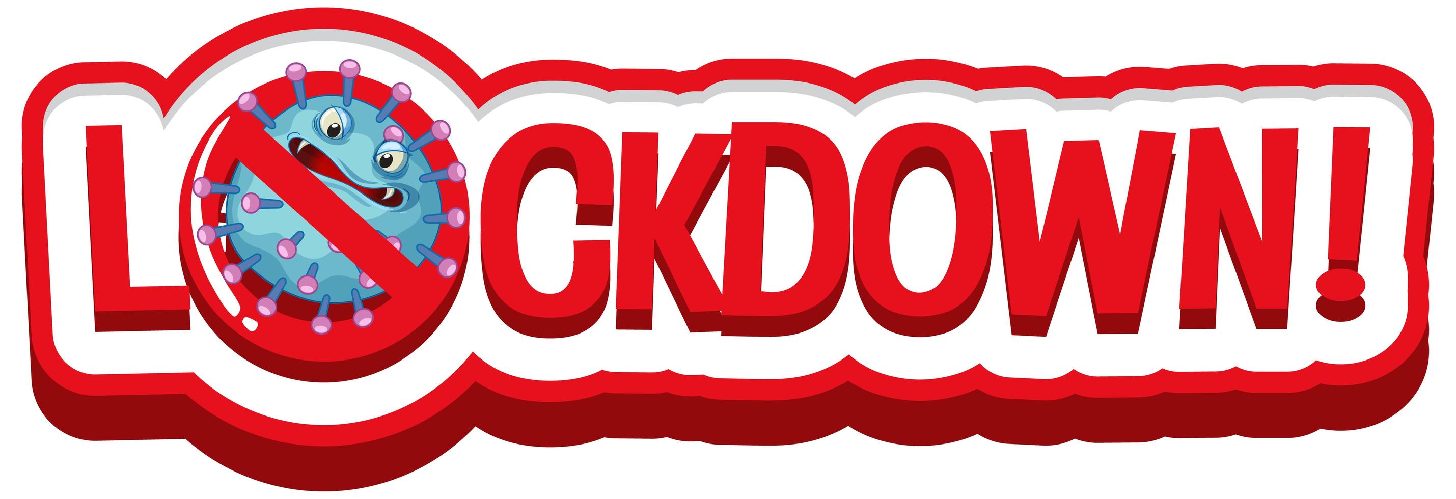 Word design for lockdown in red color vector