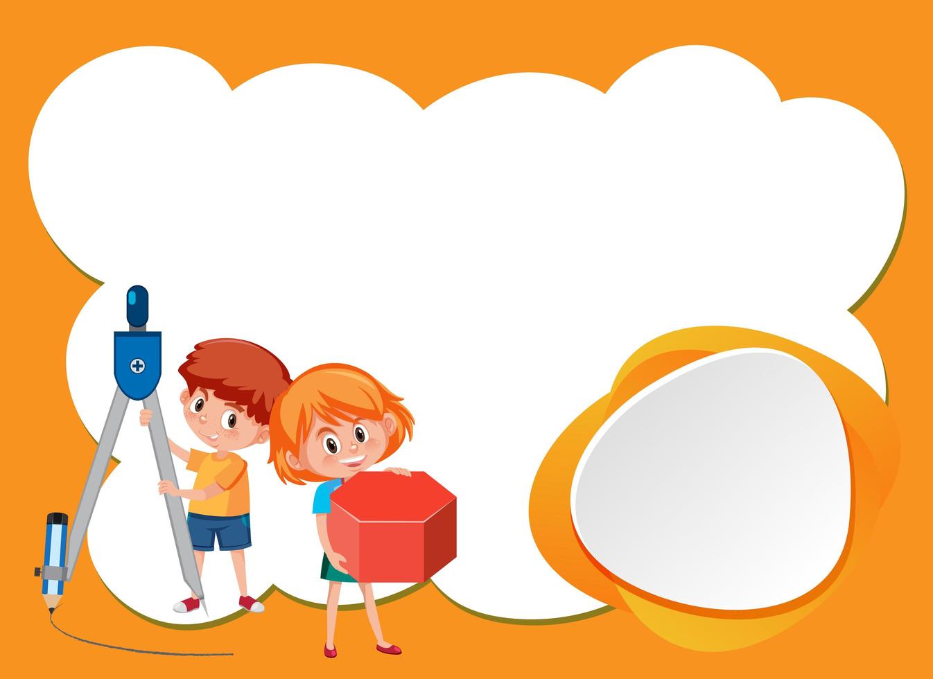 Background design template with two happy kids vector