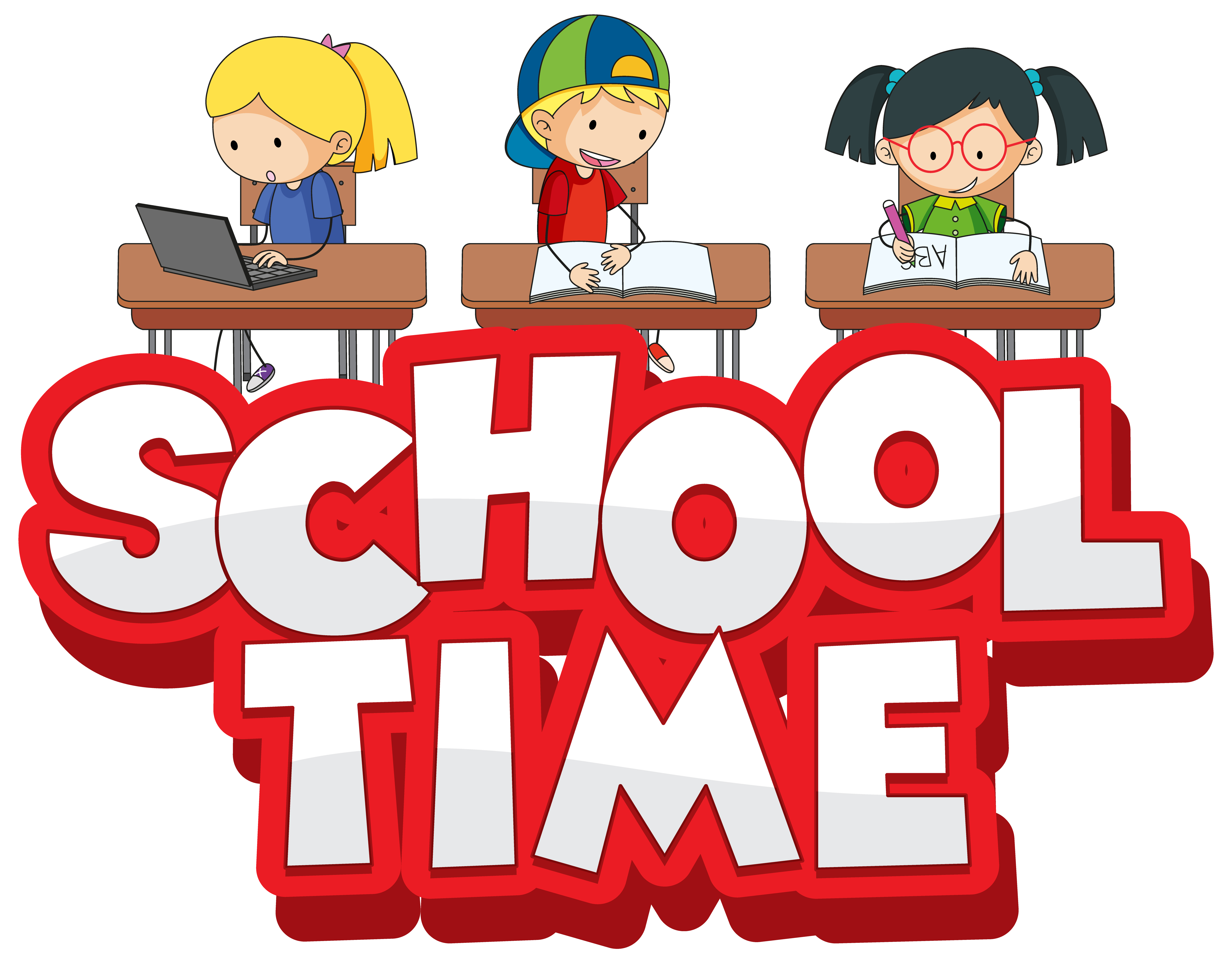 Font design for word school time with happy kids at school 1211807
