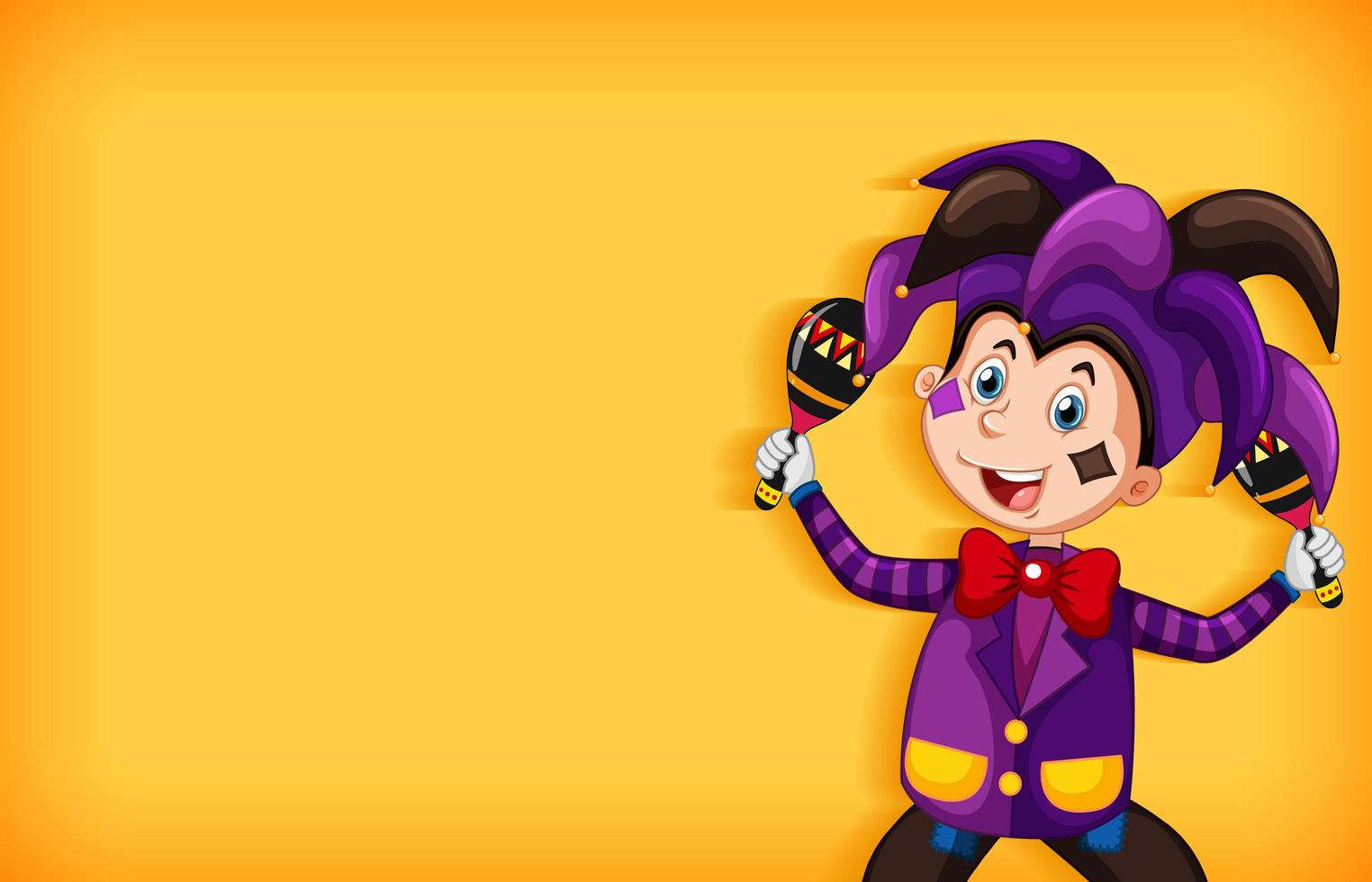 Background template design with happy clown in purple costume vector