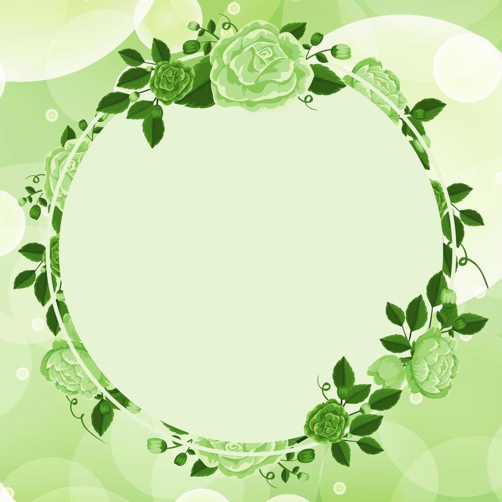 Background design with green flower frame vector