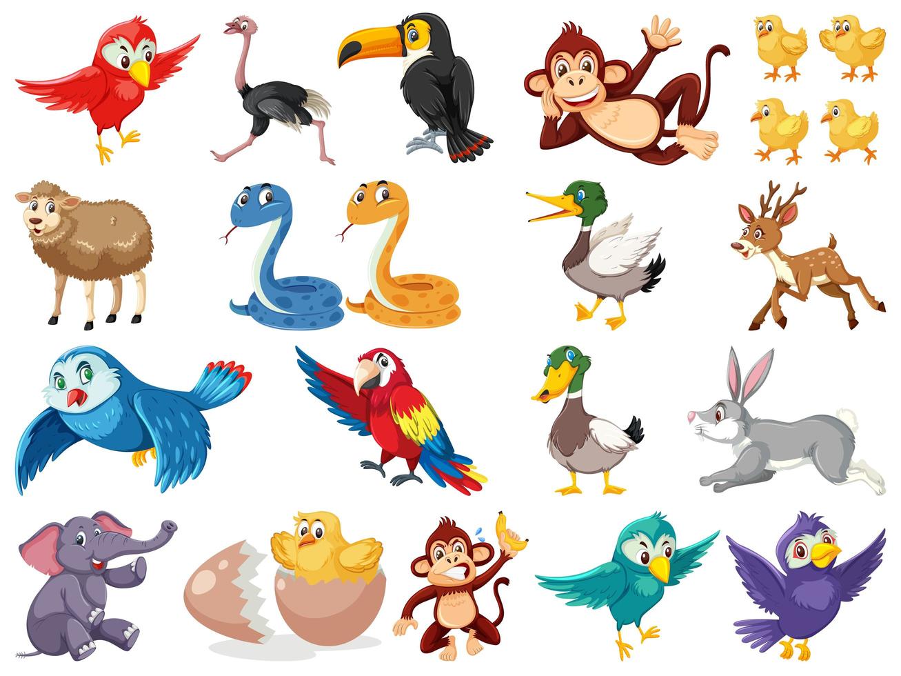 Large set of animals on white background vector