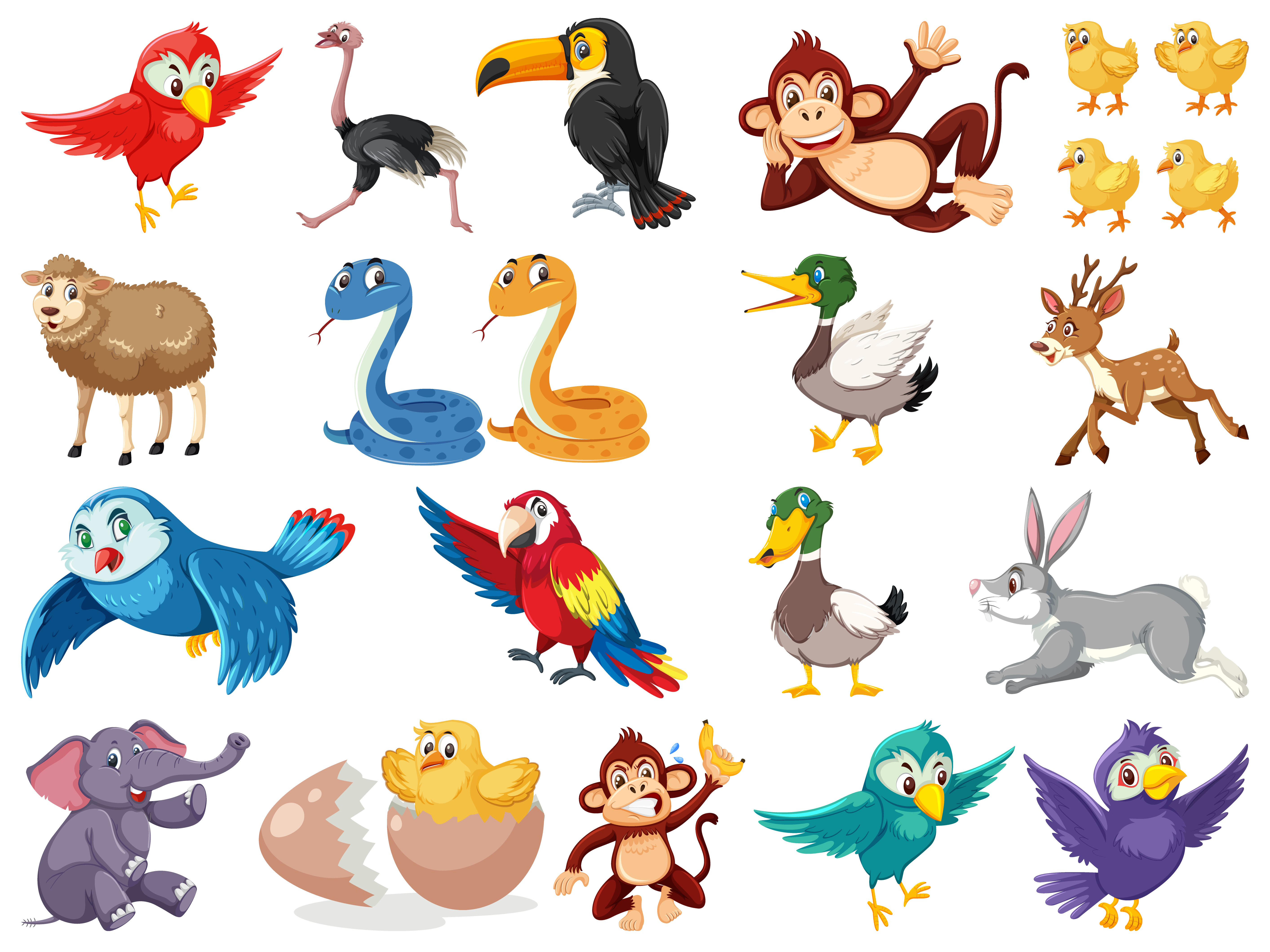 Large set of animals on white background 1211830 Vector Art at Vecteezy