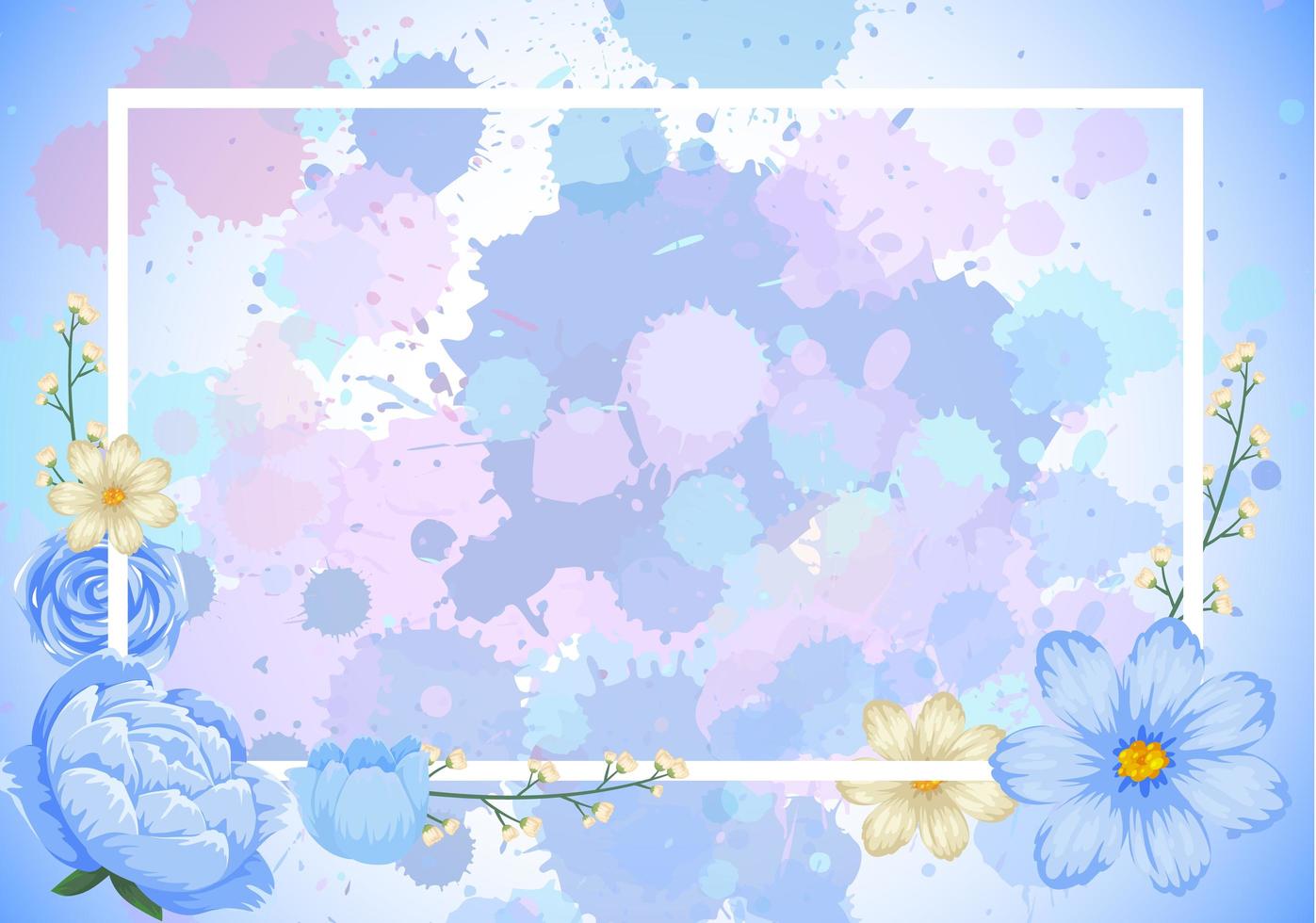 Frame template design with blue flowers vector