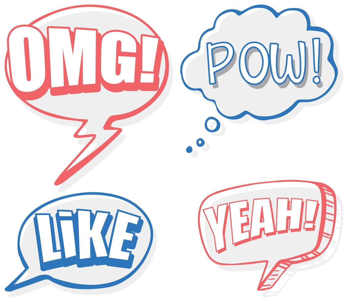 Expression words sticker set vector