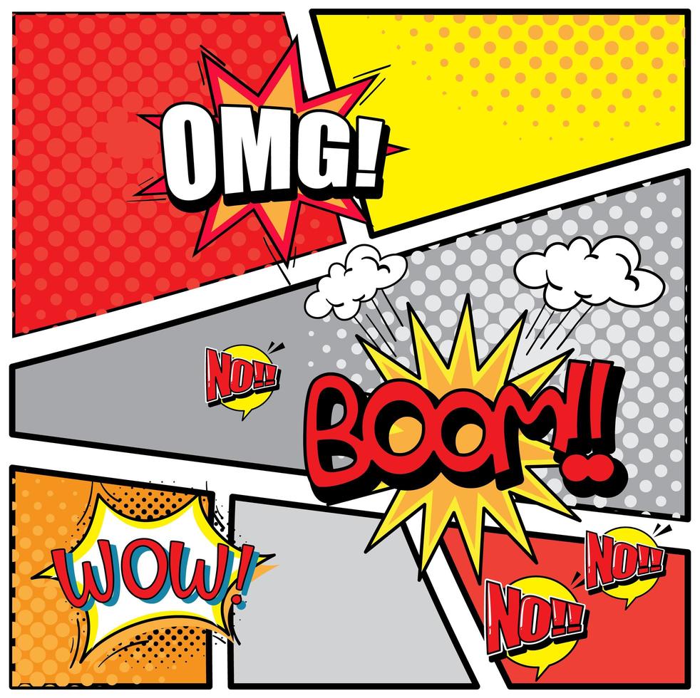 Expression words design for comic strips vector