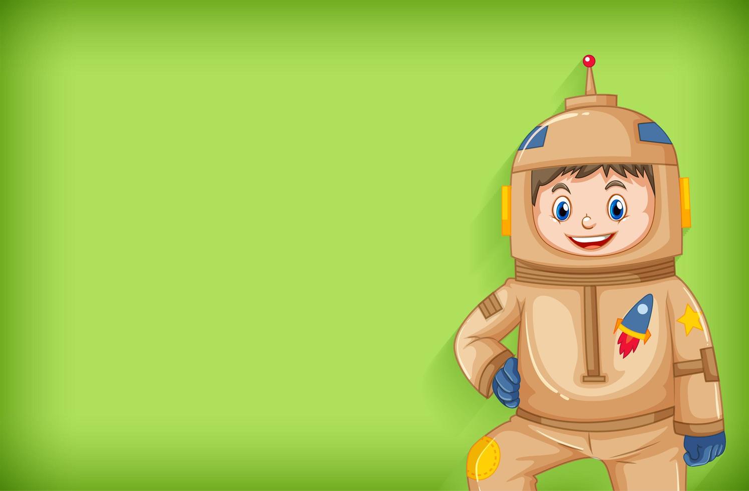 Plain background with astronaut in brown outfit vector
