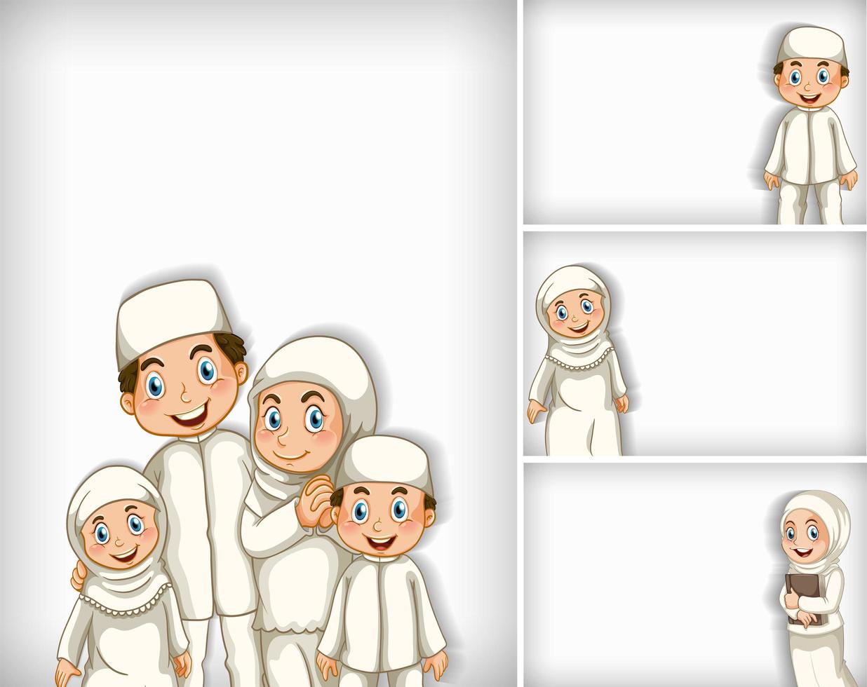 Background template design with muslim family vector