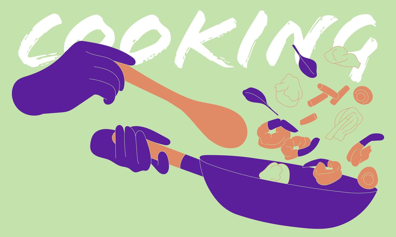 Abstract Person Stir Frying Cooking vector