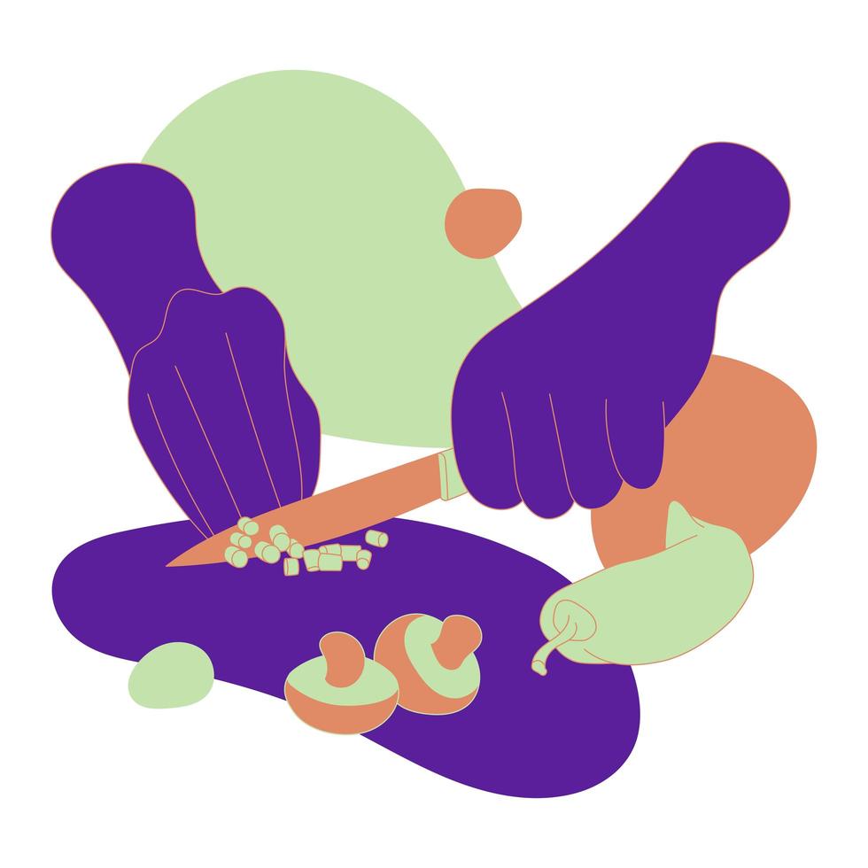 Abstract hands cutting vegetables  vector