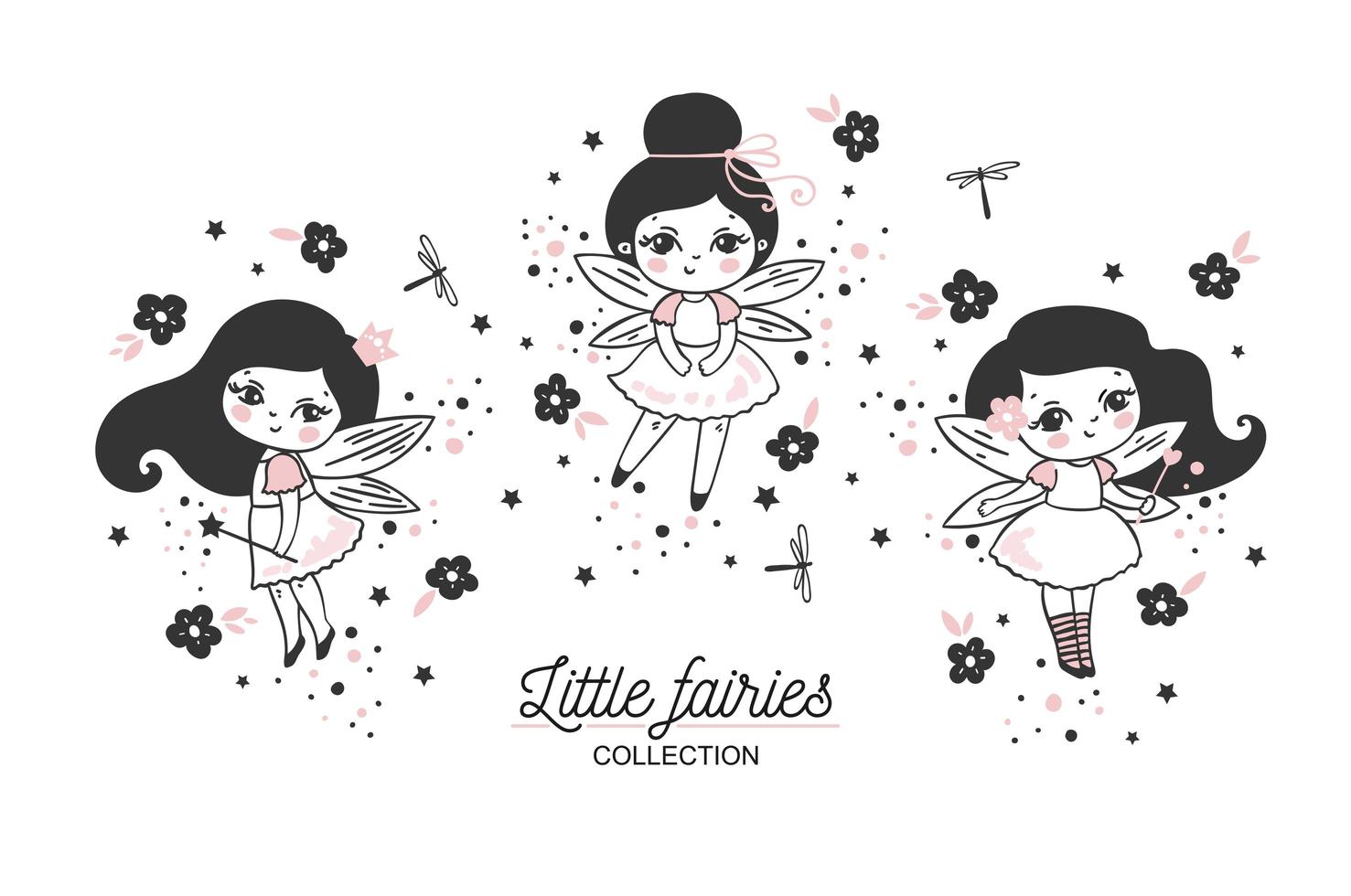 Cute little fairies collection vector