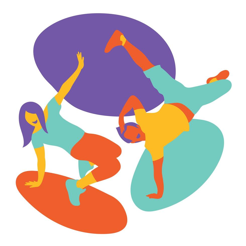 pareja break dance vector