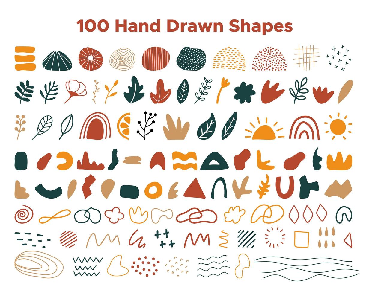 Hand drawn shapes collection vector