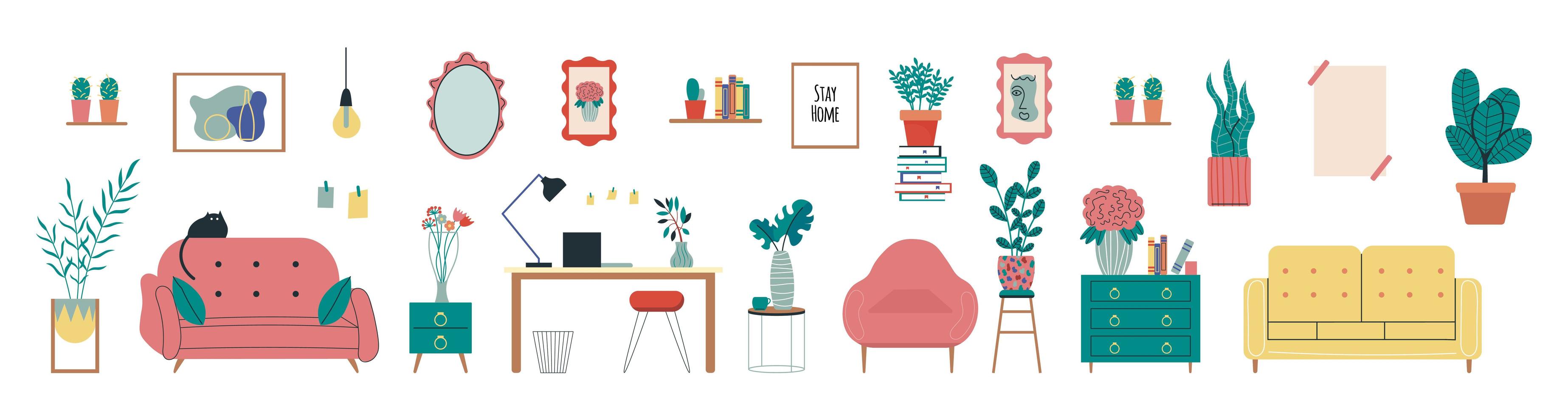 Stylish Scandic living room interior vector