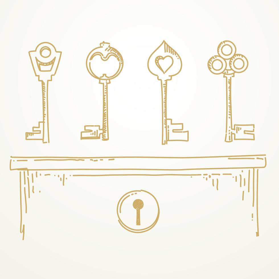 Hand drawn key set vector